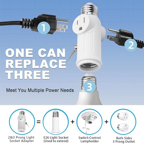 3Pcs Light Socket Outlet Adapter (3 Count)