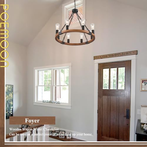 Farmhouse Wooden Wagon Wheel Chandelier 8