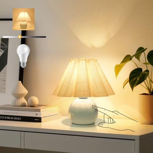 Light Blue Small Touch Control Table Lamp for Bedroom
