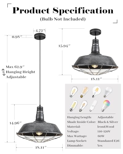 Large Pendant Lights Kitchen Island 1 Pack