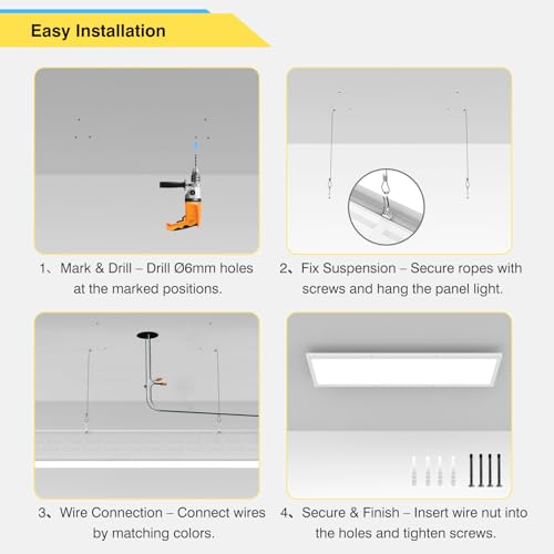 6 Pack 1x4 LED Flat Panel Light Surface Mount White (6 Count)
