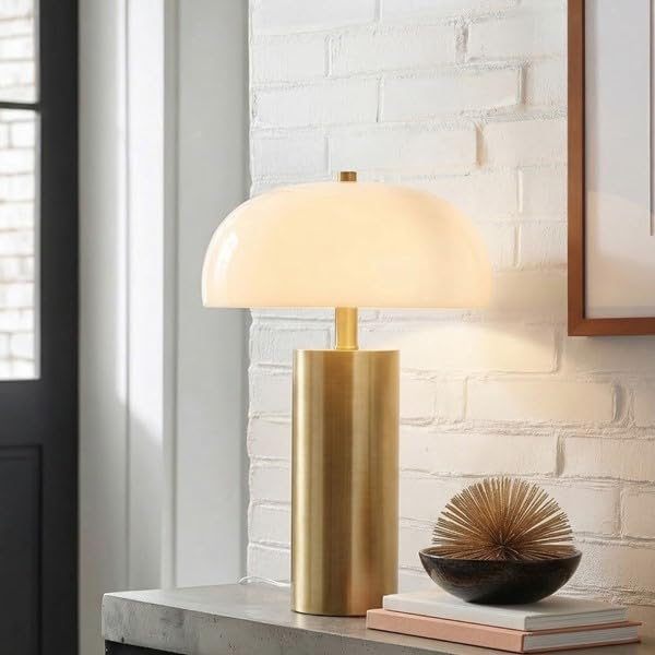 Modern Gold Metal Columnar Table Lamp with Dome
