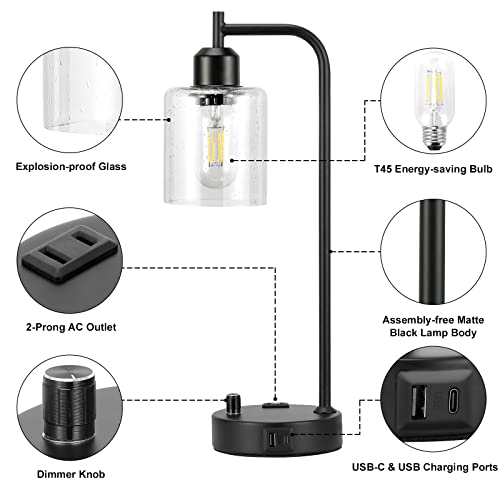 Industrial Bedside Lamps Set of 2 (2 Count)