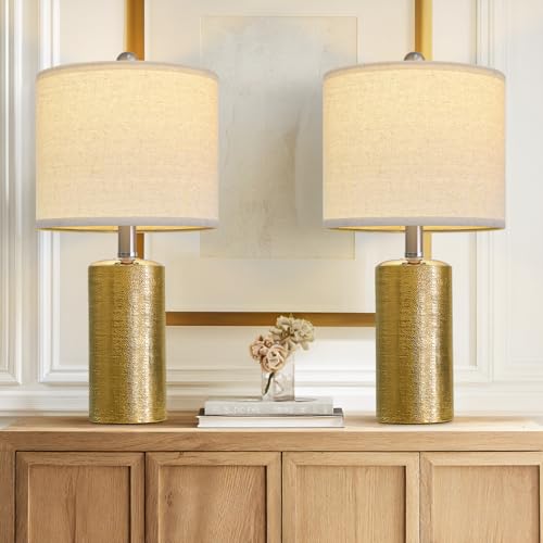 Small Table Lamps Set of 2 for Living Room 20.25" Gold Lamps Bedside Lamps (2 Count)