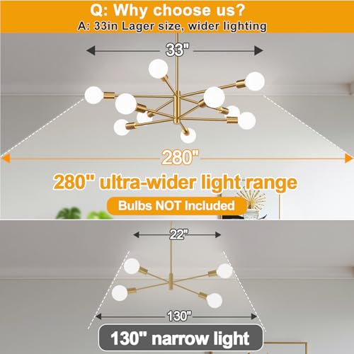 11" 52" Height Adjustable Sputnik Chandeliers Dining Room Light Fixture