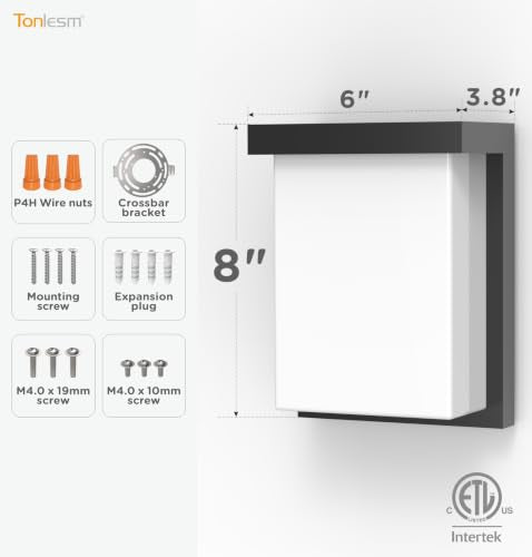 8 Inch Outdoor Wall Light (Black,1 Pack / 8 Inch)