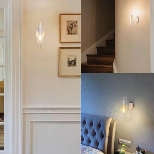 Hardwired Pull Chain Wall Sconce White