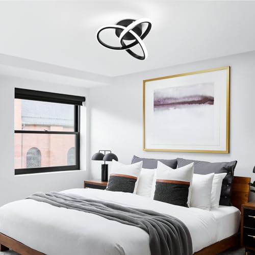 Black Modern Ceiling Light Fixtures 6000K Semi Flush Mount Ceiling Lights Hallway Light Fixtures