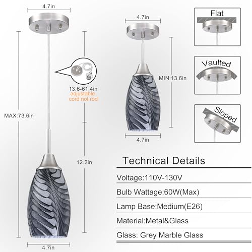 Mini Glass Pendant Light (3 Count)