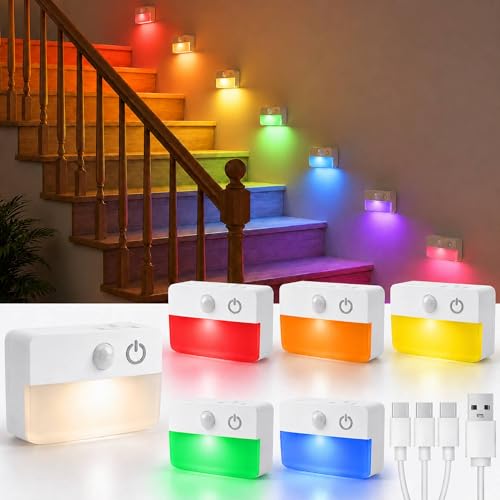 6 Pack Rechargeable Stair Lights Indoor (6 Count)