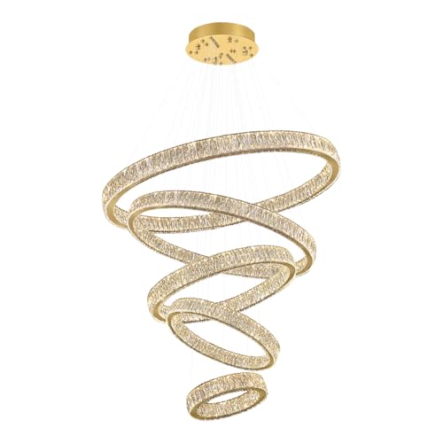 Modern Gold Ring Chandelier for High Ceiling Foyer