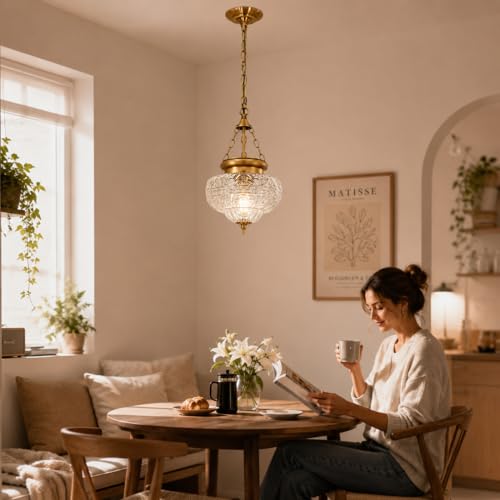 Vintage Antique Brass Pendant Light