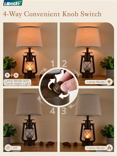 18.72" LED Vintage Lantern Flickering Flame Table Lamps Set of 2 (2 Count)