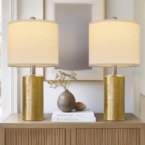Small Table Lamps Set of 2 for Living Room 20.25" Gold Lamps Bedside Lamps (2 Count)