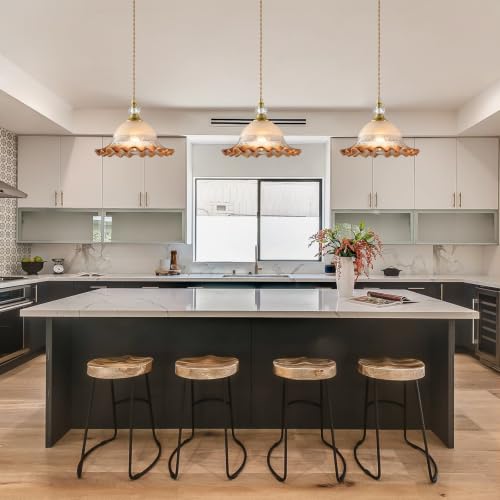 1 Pack Vintage Brushed Gold Crystal Amber Glass Pendant Light Fixture (Golden And Amber / 1-Light)