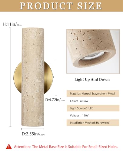 11" Natural Travertine Wall Sconce