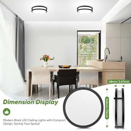30W Flush Mount Ceiling Lights Black (2 Count)