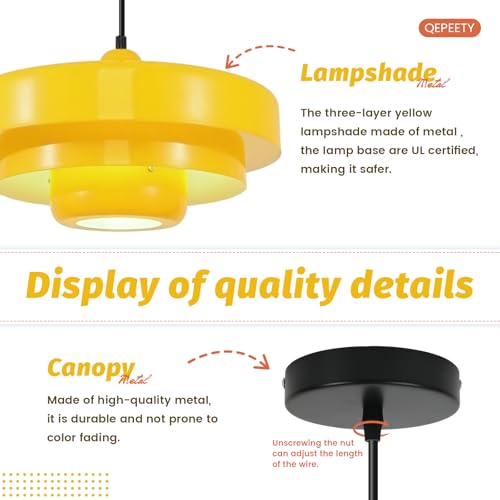 Mid Century Yellow Flush Mount Pendant Light
