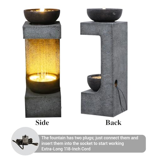 34h Modern Outdoor Water Fountain with Rain Curtain