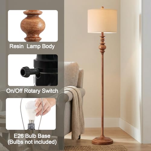 64.25" Rustic Floor Lamp for Living Room (Antique Brown)