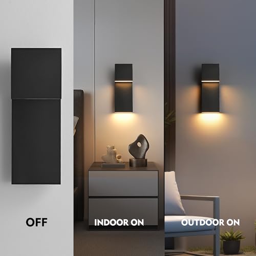 Modern Large Outdoor Wall Lights Integrated LED Outdoor Wall Sconces Lighting (2 Count)