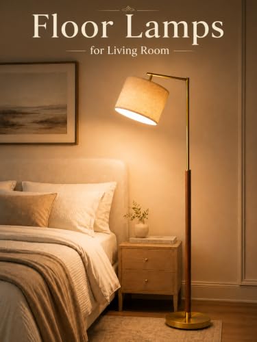 Real Wood Floor Lamps for Living Room (Soild Wood & Gold)