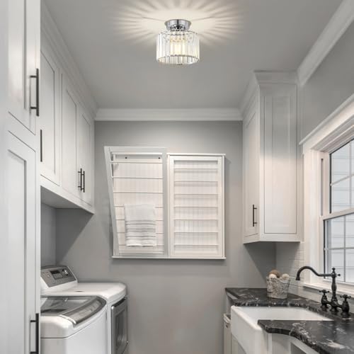 Crystal Chrome Semi Flush Ceiling Light 8.66 Inch
