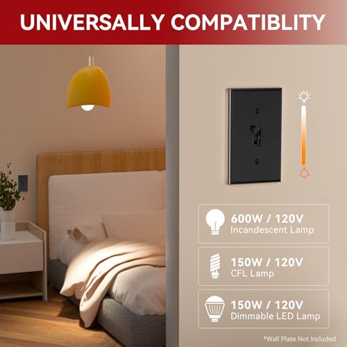 Toggle Slide Dimmer Switch for Dimmable LED Light (4 Count)