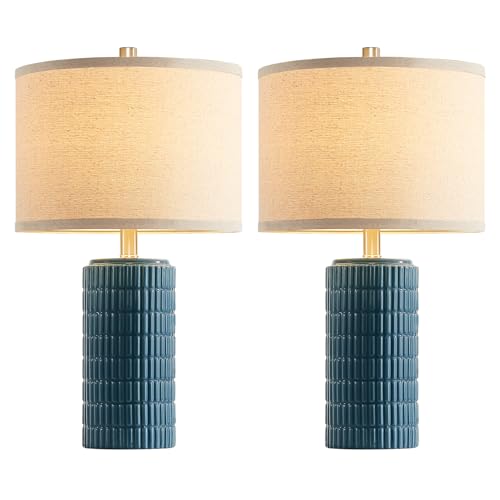 23" Set of 2 Farmhouse Ceramic Table Lamps for Living Room (2 Count)