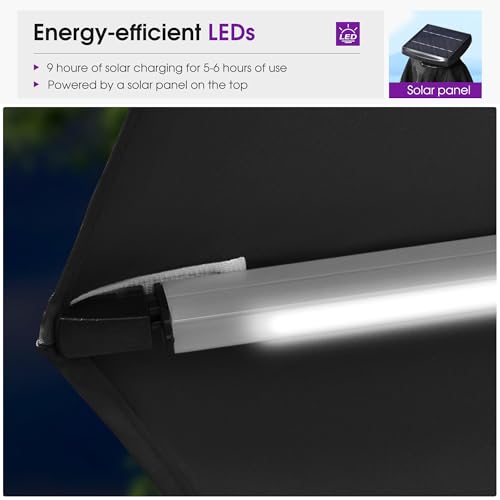Patio Umbrella with Base 13ft Solar LED Light Double Top
