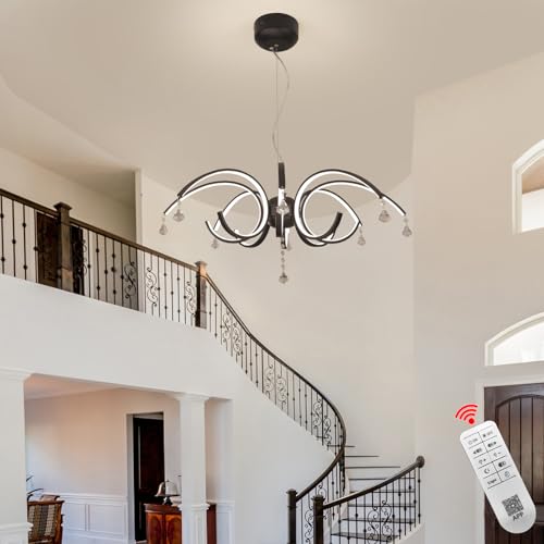 32.7" Black Crystal LED Chandelier