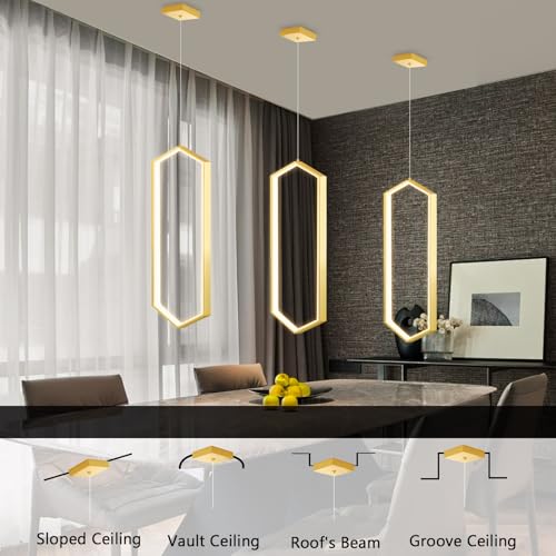 Ring Dimmable Pendant Lighting Adjust LED Mini Chandelier Ceiling Light Fixtures for Kitchen Island Dining Room Living Room Bedroom Hallway Gold