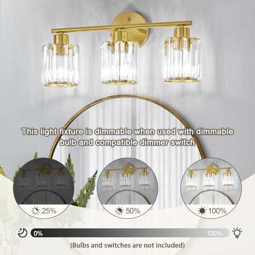 Modern Gold Crystal Bathroom Light Fixtures