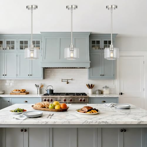 Brushed Nickel Pendant Lights Kitchen Island 2 Pack (2 Count)