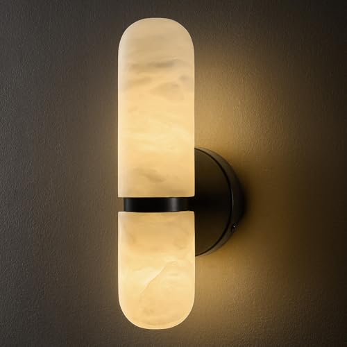 Natural Alabaster Brass Wall Sconce