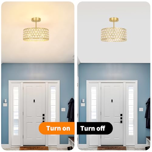 Gold Crystal Ceiling Light Fixture