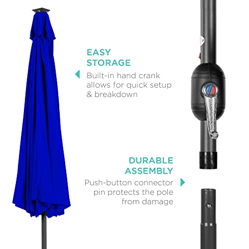 10ft Solar Polyester LED Lighted Patio Umbrella w