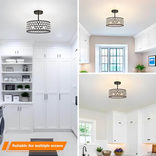 Black Crystal Ceiling Light Fixture
