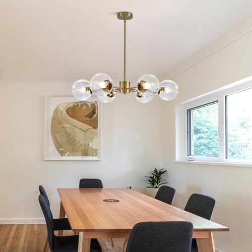 Lighting 6 Light Mid Century Modern Brushed Brass Sputnik Chandelier