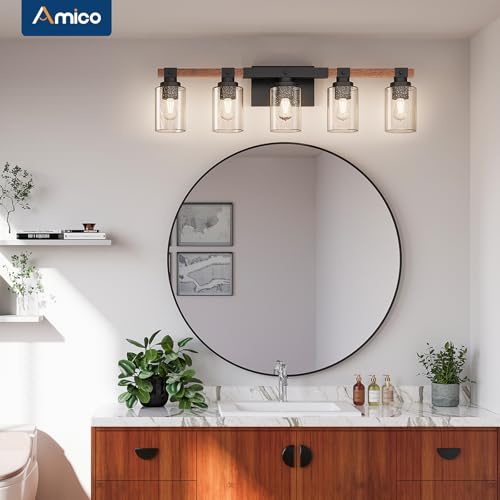 5 Light Farmhouse Bathroom Vanity Light