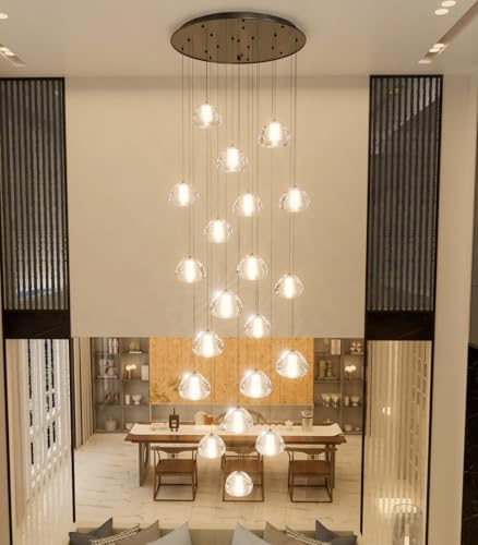 Modern Crystal Chandeliers LED Ceiling Lighting Foyer Large Ceiling Light for Staircase Living Room Hallway Entryway