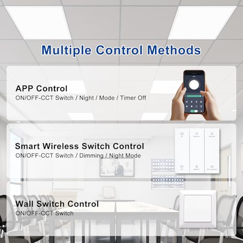 2x2 LED Flat Panel Light with Wireless Switch & App Control 1Pack