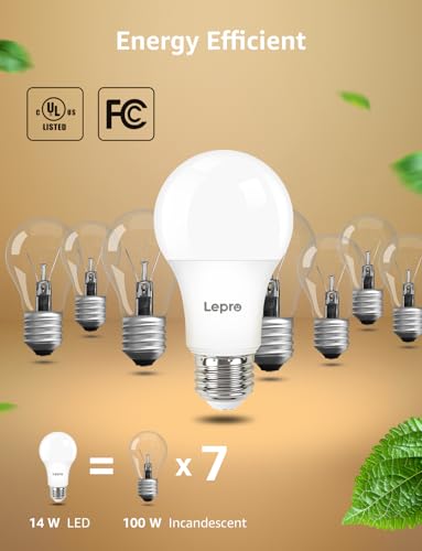 A19 E26 Dimmable LED Light Bulbs 14W 1500 Lumen Soft White 6 Pack (6 Count)