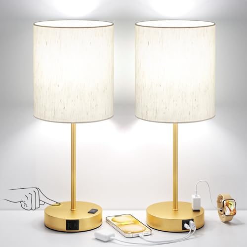 17.6" Gold Touch Lamps for Bedroom Set of 2 (2 Count)