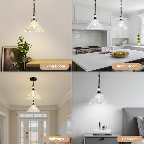 1 Piece Chandelier in Matte Black Finish with Flower (1-Light / Black and Chain Style)
