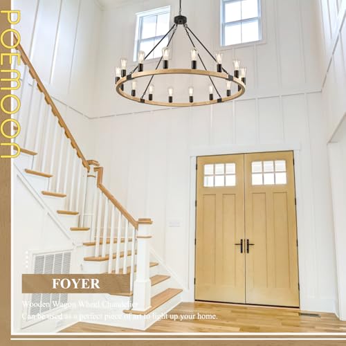 Natural Wooden Wagon Wheel Chandelier 16