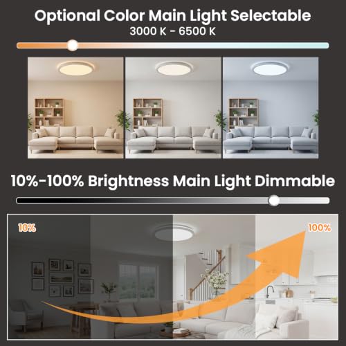 12inch LED Flush Mount Ceiling Light with Night Light (White / 1 pack)