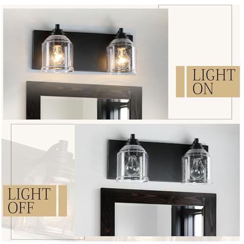 16" 2 Light Farmhouse Bathroom Vanity Light with Bubble Glass