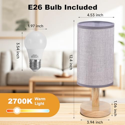 Gray Small Bedside Table Lamp for Bedroom