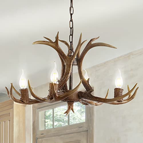 Eldora 4 Light Resin Antler Chandelier 26"